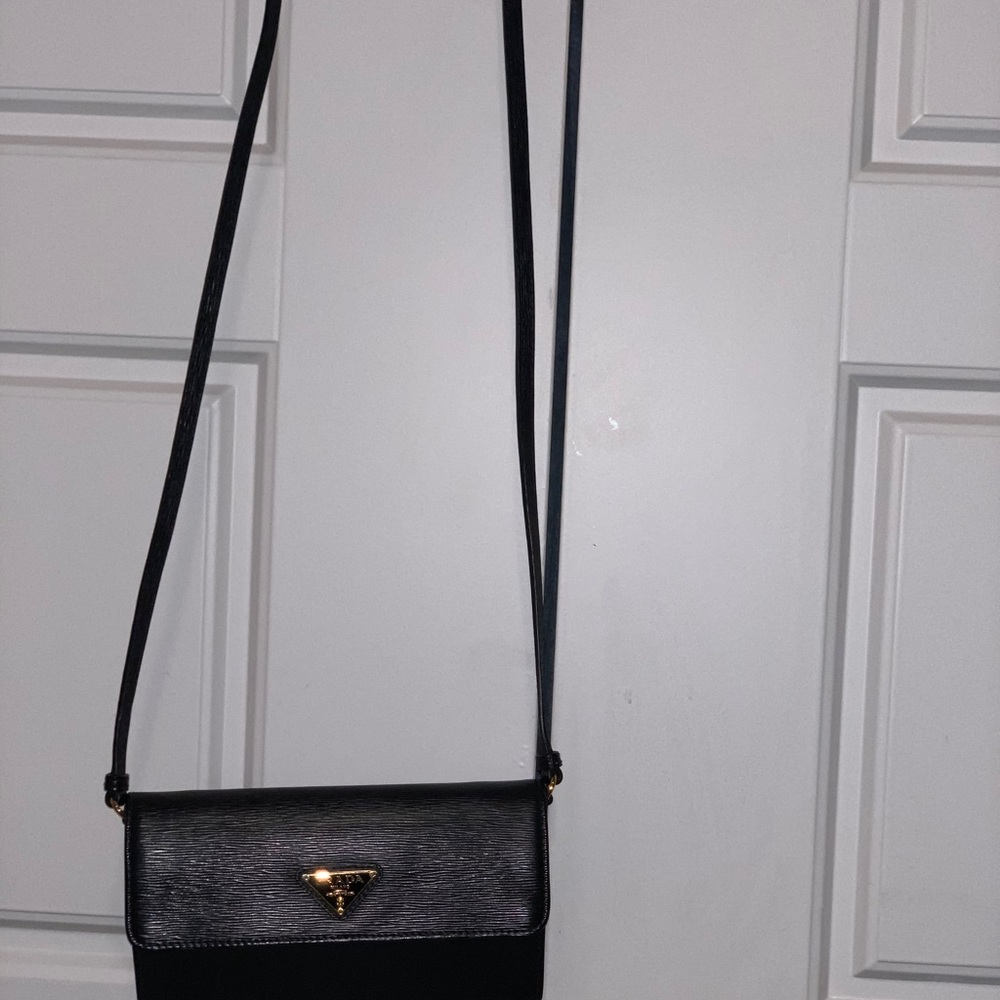 Prada black wallet on strap saffiano/nylon - Picture 6 of 7